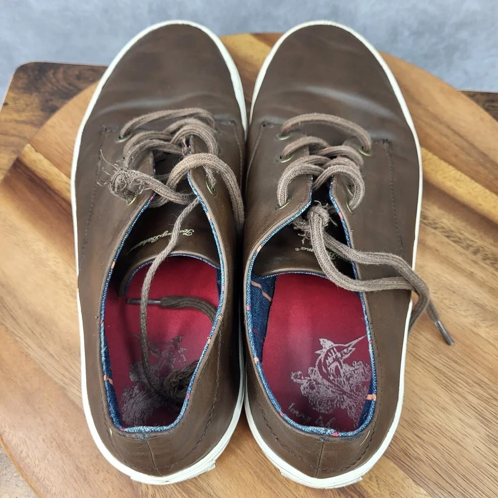Tommy Bahama Sneakers Mens 12‎ D Brown Faux Leather Oxfords Comfort Shoes